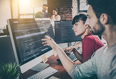 Web designers working together