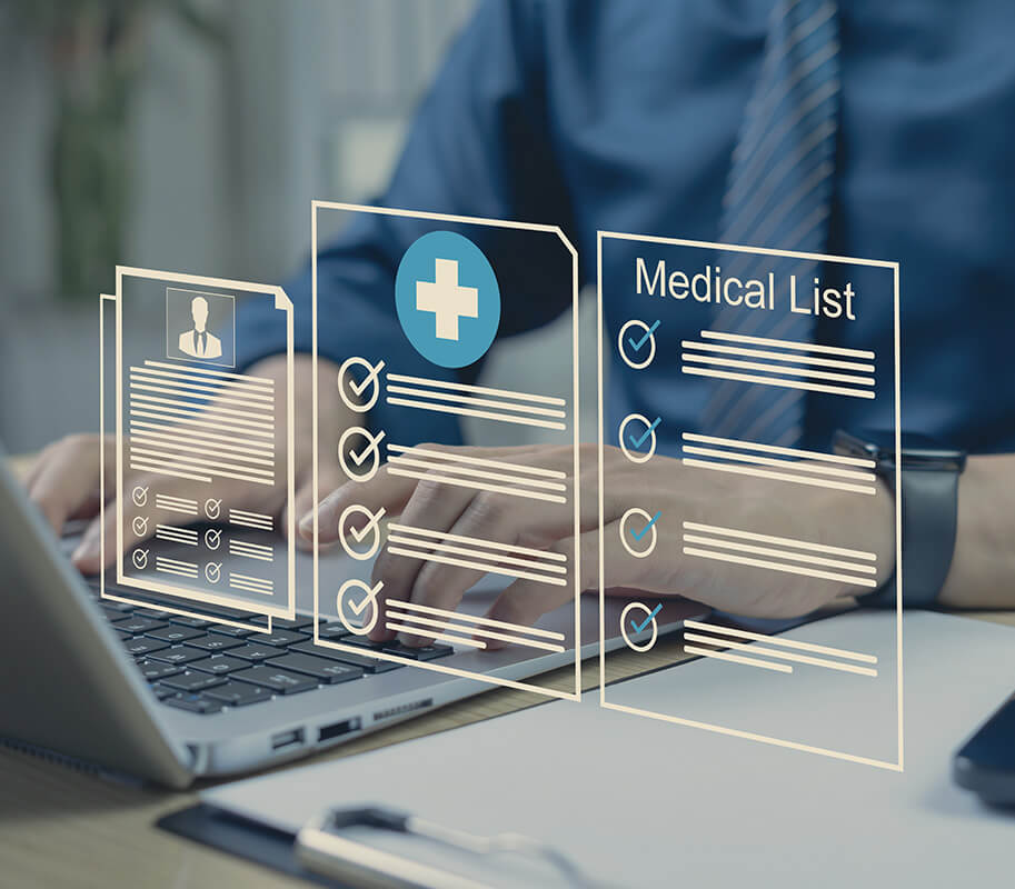 Person looking up medical records