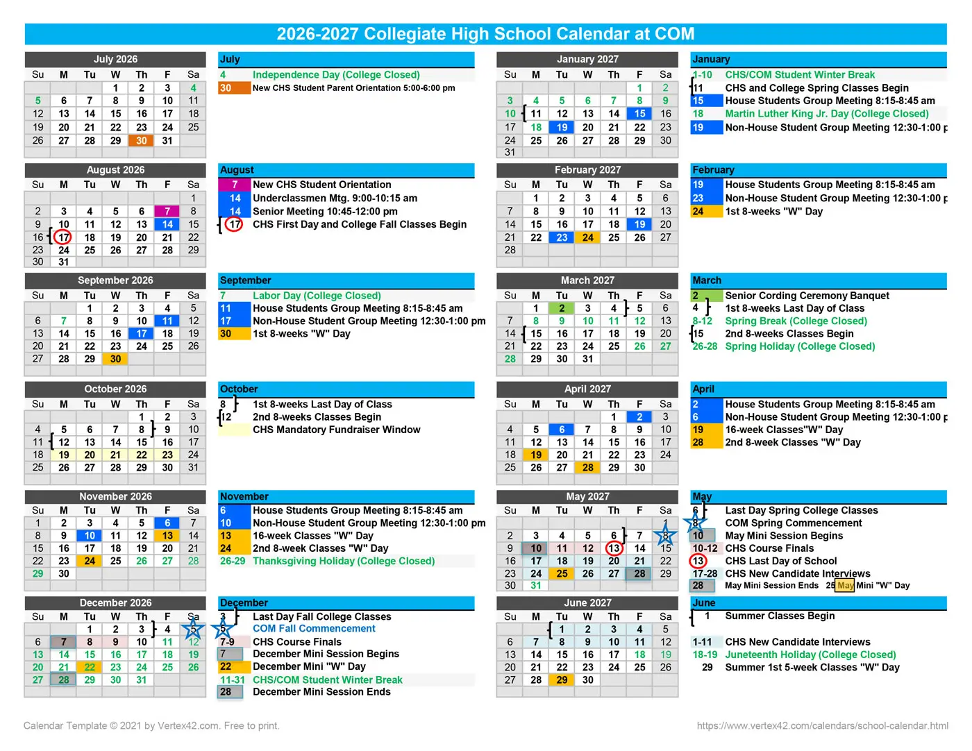 Preview image of 25-26 CHS calendar