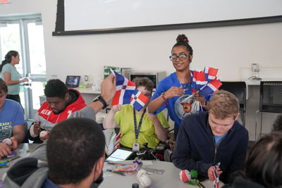 Students doing activities at event